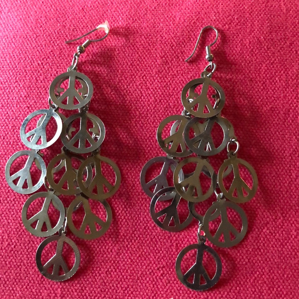 Silver peace earrings
